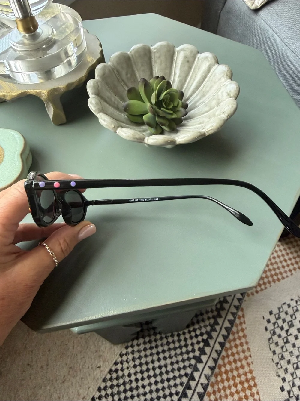 Black Oval Sunglasses with Multicolor Hand-Painted Accents
